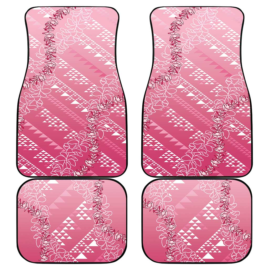Hawaii Rose Pink Kapa Car Mats Vintage 'Ohe Kāpala Motifs Mix Plumeria Leis