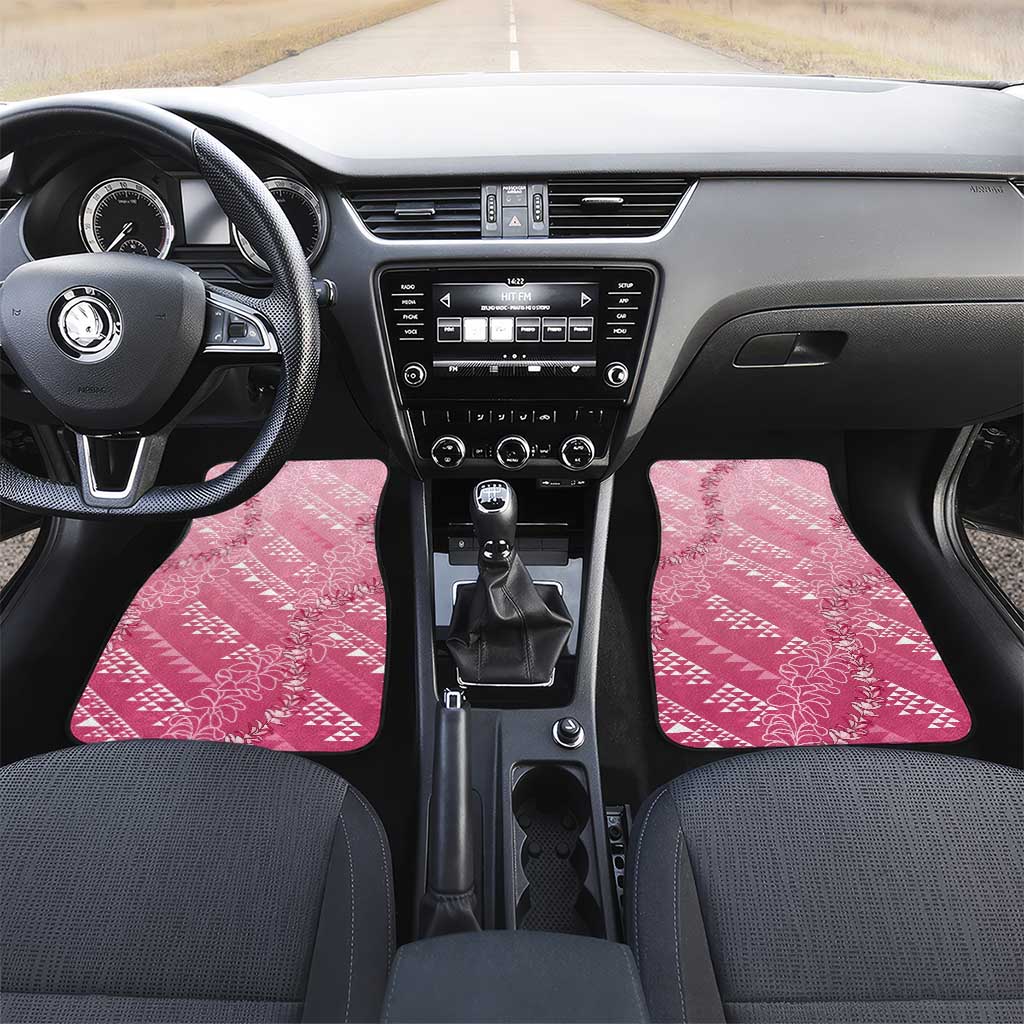 Hawaii Rose Pink Kapa Car Mats Vintage 'Ohe Kāpala Motifs Mix Plumeria Leis