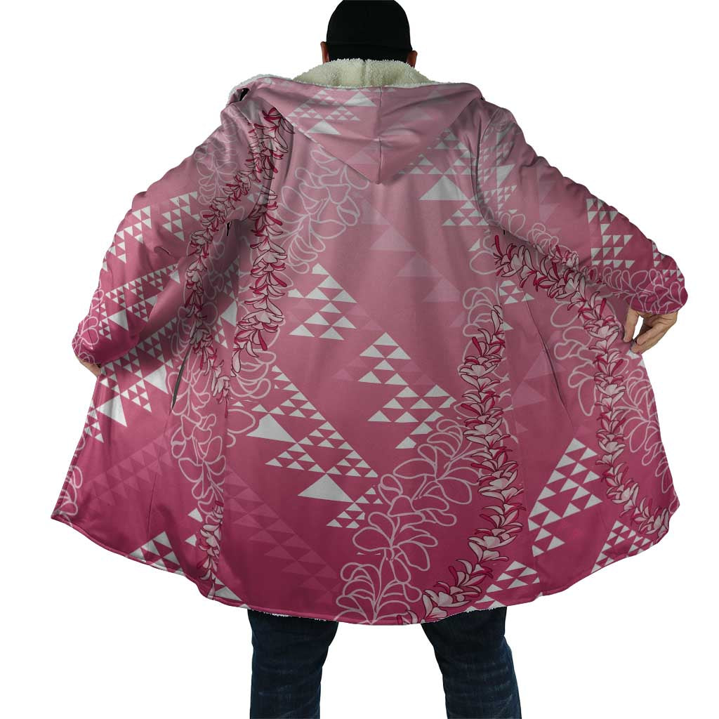 Hawaii Rose Pink Kapa Cloak Vintage 'Ohe Kāpala Motifs Mix Plumeria Leis LT7 - Polynesian Pride