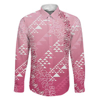 Hawaii Rose Pink Kapa Family Matching Off Shoulder Maxi Dress and Hawaiian Shirt Vintage 'Ohe Kāpala Motifs Mix Plumeria Leis