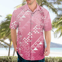 Hawaii Rose Pink Kapa Hawaiian Shirt Vintage 'Ohe Kāpala Motifs Mix Plumeria Leis