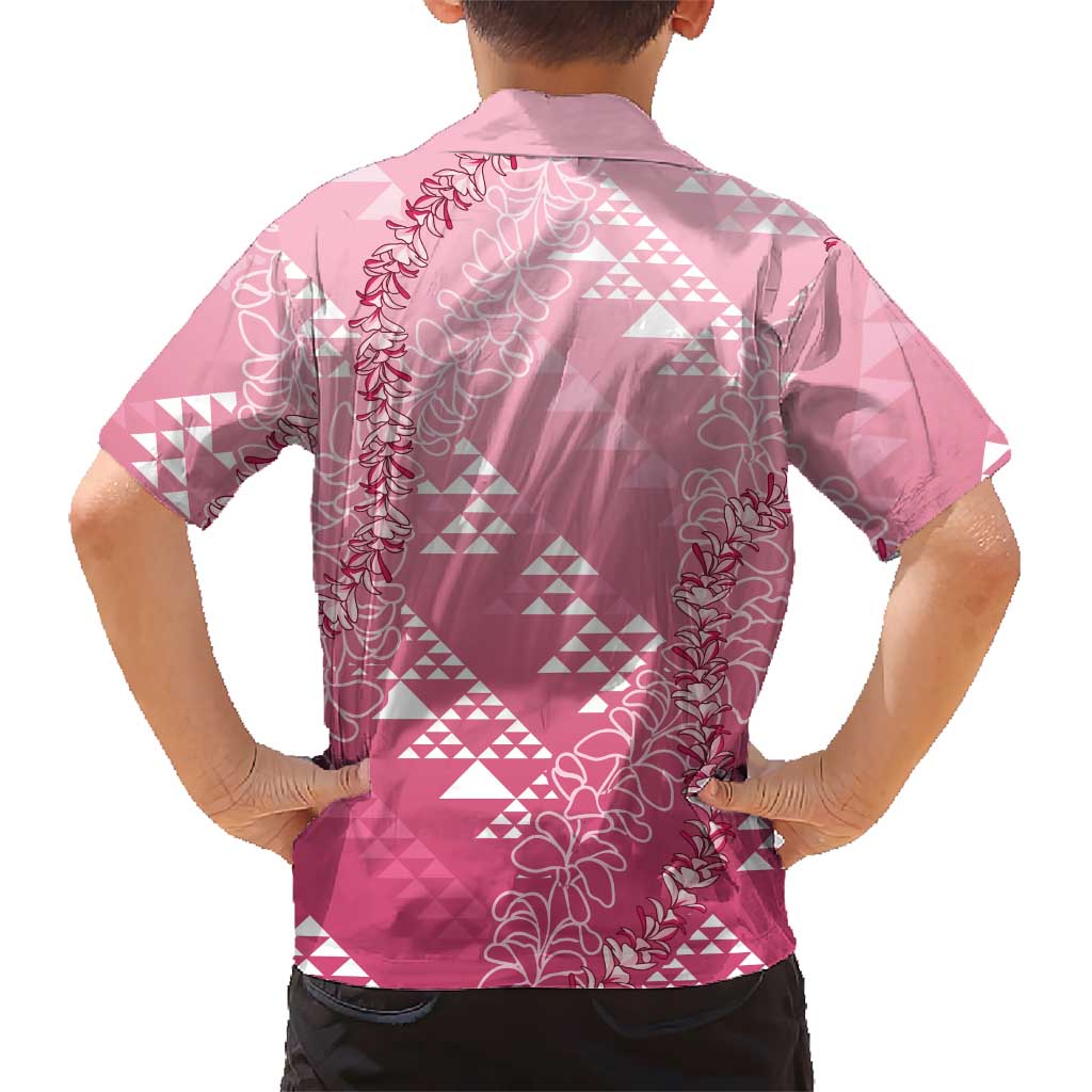 Hawaii Rose Pink Kapa Hawaiian Shirt Vintage 'Ohe Kāpala Motifs Mix Plumeria Leis