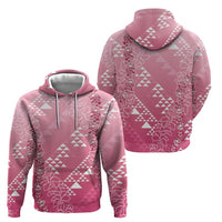 Hawaii Rose Pink Kapa Hoodie Vintage 'Ohe Kāpala Motifs Mix Plumeria Leis
