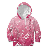 Hawaii Rose Pink Kapa Kid Hoodie Vintage 'Ohe Kāpala Motifs Mix Plumeria Leis