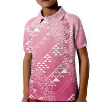 Hawaii Rose Pink Kapa Kid Polo Shirt Vintage 'Ohe Kāpala Motifs Mix Plumeria Leis