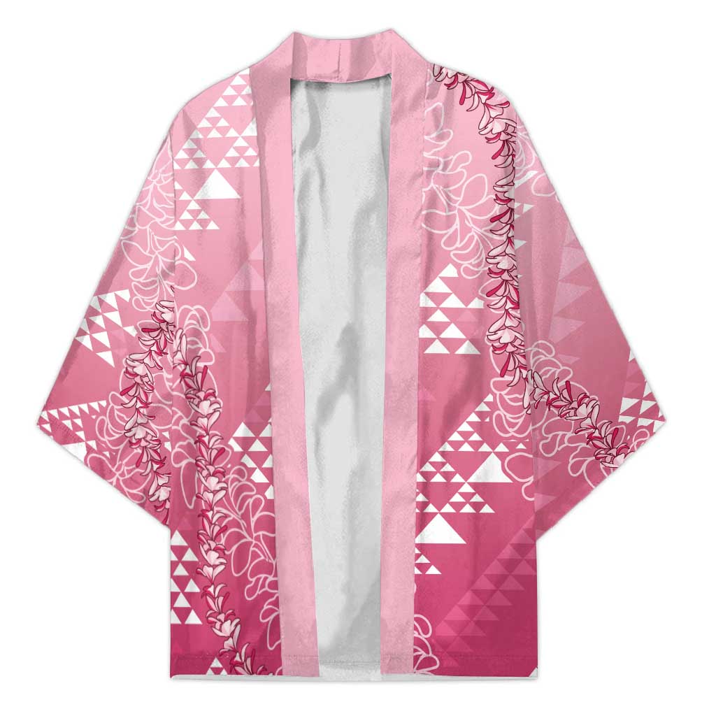 Hawaii Rose Pink Kapa Kimono Vintage 'Ohe Kāpala Motifs Mix Plumeria Leis LT7 Unisex Rose Pink - Polynesian Pride