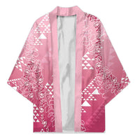 Hawaii Rose Pink Kapa Kimono Vintage 'Ohe Kāpala Motifs Mix Plumeria Leis LT7 Unisex Rose Pink - Polynesian Pride