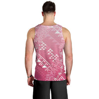 Hawaii Rose Pink Kapa Men Tank Top Vintage 'Ohe Kāpala Motifs Mix Plumeria Leis