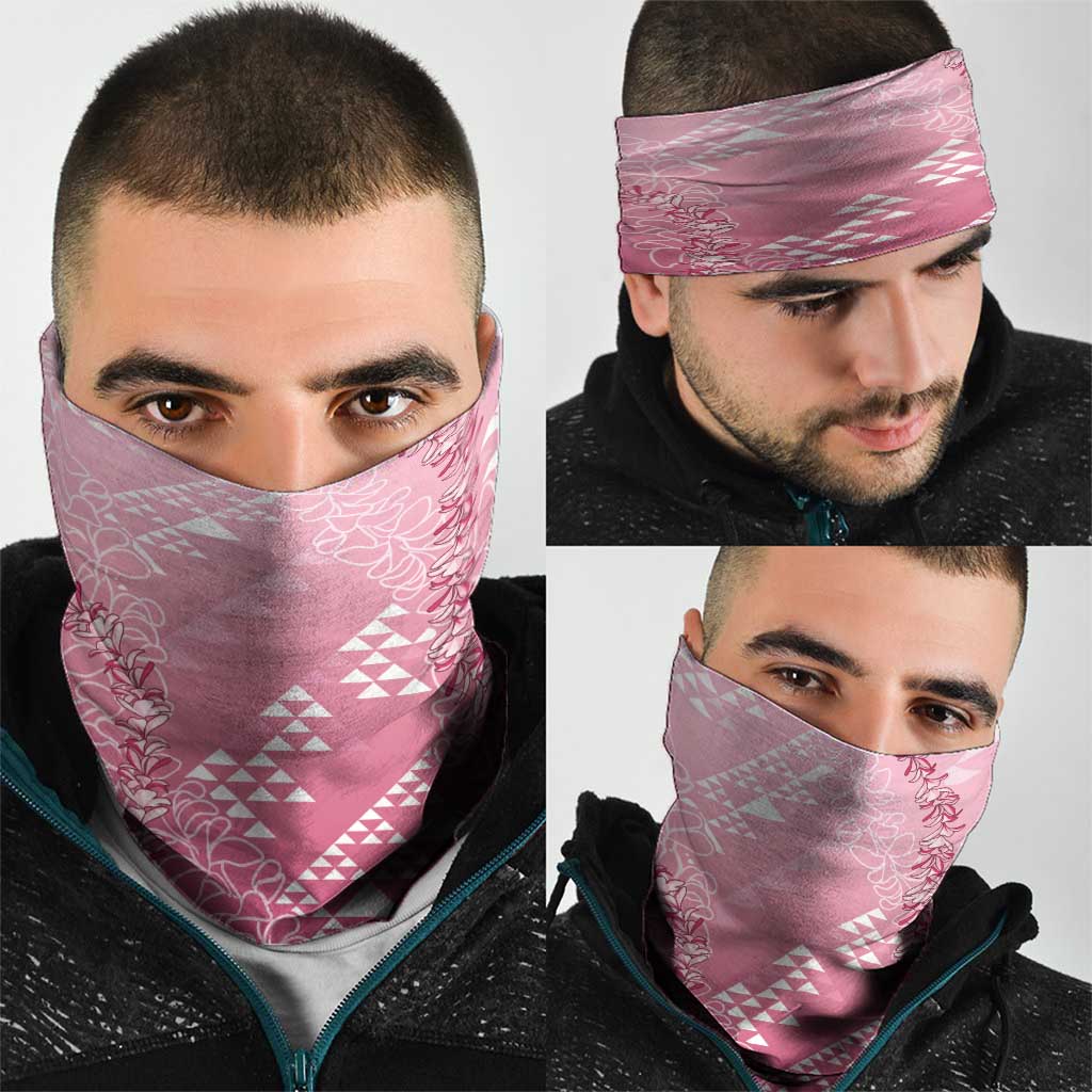 Hawaii Rose Pink Kapa Neck Gaiter Vintage 'Ohe Kāpala Motifs Mix Plumeria Leis