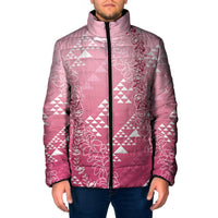 Hawaii Rose Pink Kapa Padded Jacket Vintage 'Ohe Kāpala Motifs Mix Plumeria Leis LT7 Men Rose Pink - Polynesian Pride