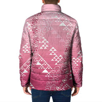 Hawaii Rose Pink Kapa Padded Jacket Vintage 'Ohe Kāpala Motifs Mix Plumeria Leis LT7 - Polynesian Pride