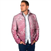Hawaii Rose Pink Kapa Padded Jacket Vintage 'Ohe Kāpala Motifs Mix Plumeria Leis LT7 - Polynesian Pride