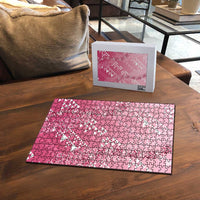 Hawaii Rose Pink Kapa Puzzle Vintage 'Ohe Kāpala Motifs Mix Plumeria Leis