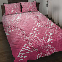 Hawaii Rose Pink Kapa Quilt Bed Set Vintage 'Ohe Kāpala Motifs Mix Plumeria Leis LT7 Rose Pink - Polynesian Pride