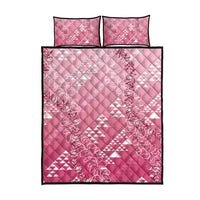 Hawaii Rose Pink Kapa Quilt Bed Set Vintage 'Ohe Kāpala Motifs Mix Plumeria Leis LT7 - Polynesian Pride