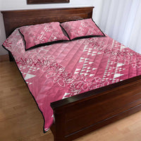 Hawaii Rose Pink Kapa Quilt Bed Set Vintage 'Ohe Kāpala Motifs Mix Plumeria Leis LT7 - Polynesian Pride