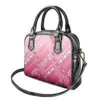 Hawaii Rose Pink Kapa Shoulder Handbag Vintage 'Ohe Kāpala Motifs Mix Plumeria Leis