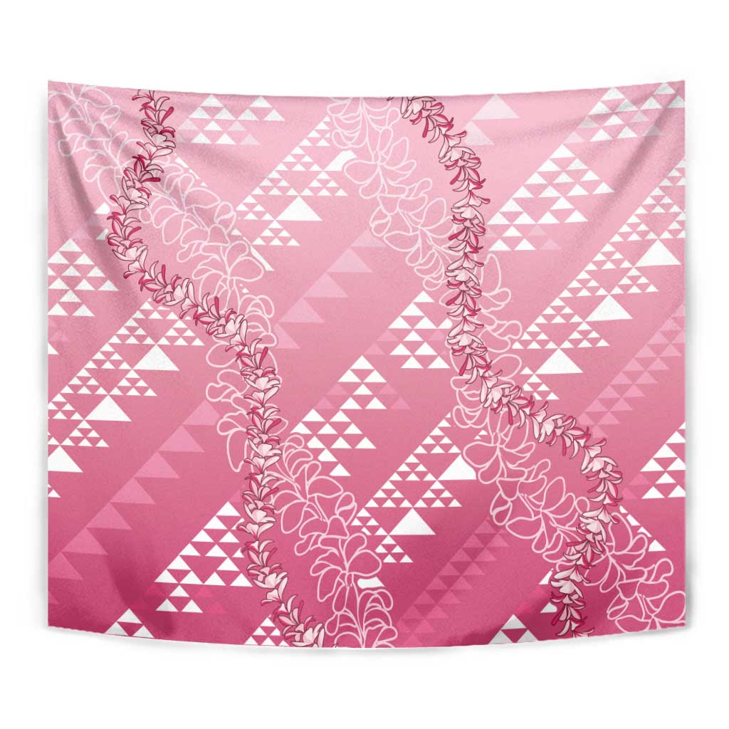 Hawaii Rose Pink Kapa Tapestry Vintage 'Ohe Kāpala Motifs Mix Plumeria Leis LT7 - Polynesian Pride