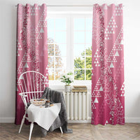 Hawaii Rose Pink Kapa Window Curtain Vintage 'Ohe Kāpala Motifs Mix Plumeria Leis