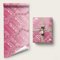 Hawaii Kapa Vintage Motifs Mix Plumeria Leis Wrapping Paper Rose Pink
