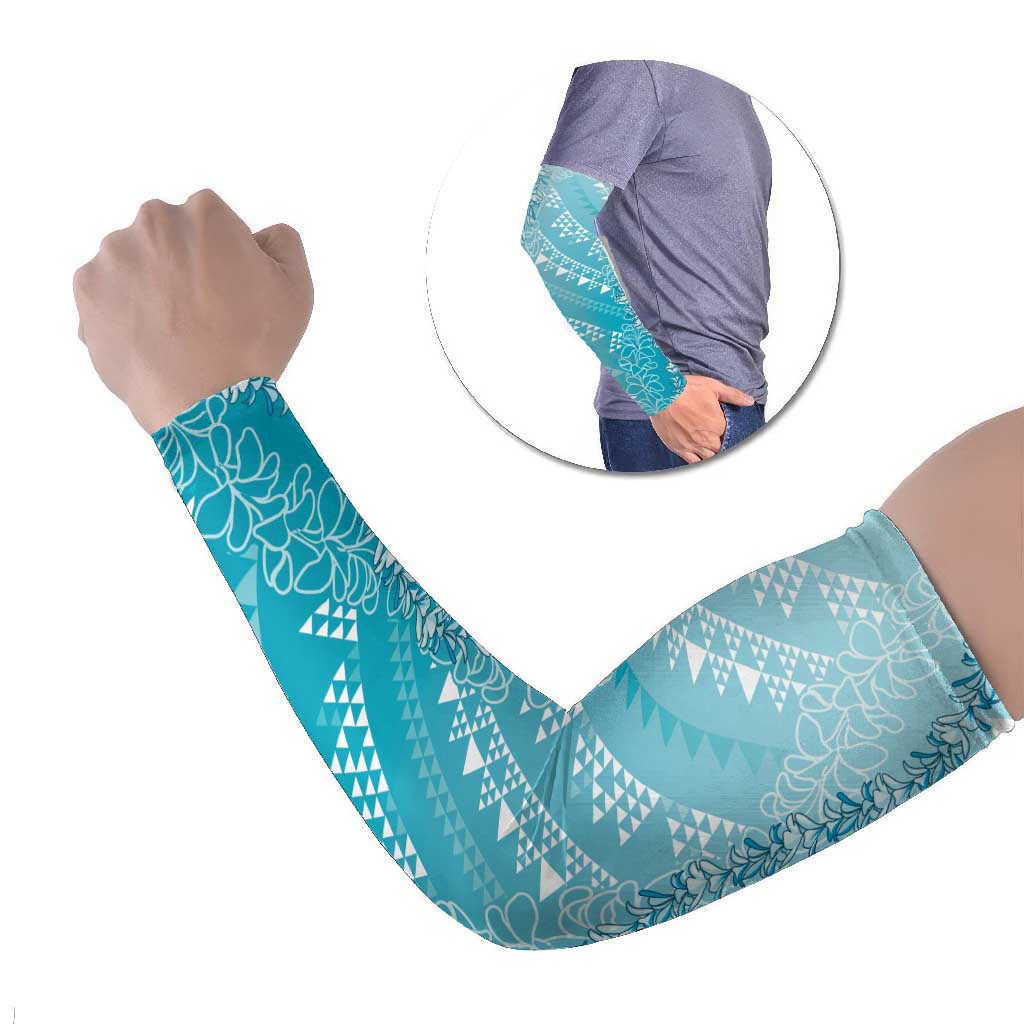 Hawaii Turquoise Kapa Arm Sleeves Vintage 'Ohe Kāpala Motifs Mix Plumeria Leis