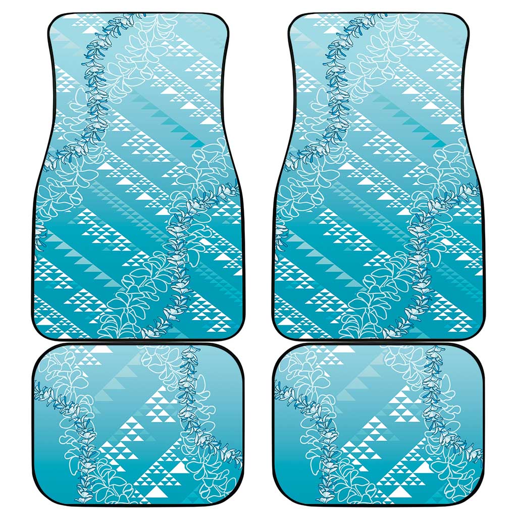 Hawaii Turquoise Kapa Car Mats Vintage 'Ohe Kāpala Motifs Mix Plumeria Leis LT7 - Polynesian Pride