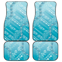 Hawaii Turquoise Kapa Car Mats Vintage 'Ohe Kāpala Motifs Mix Plumeria Leis LT7 - Polynesian Pride