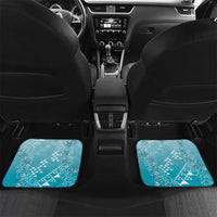 Hawaii Turquoise Kapa Car Mats Vintage 'Ohe Kāpala Motifs Mix Plumeria Leis LT7 Set 2pcs - Back Turquoise - Polynesian Pride
