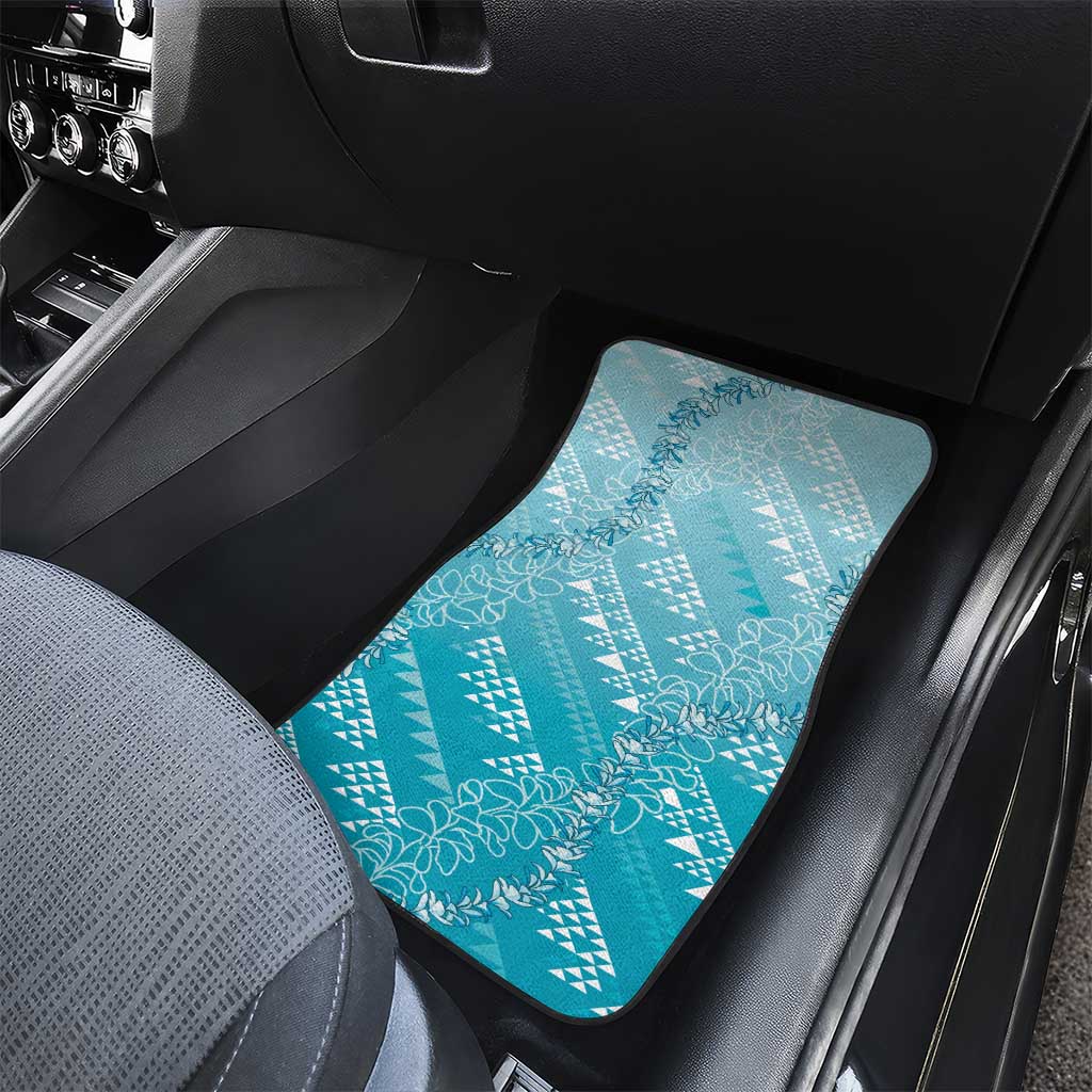 Hawaii Turquoise Kapa Car Mats Vintage 'Ohe Kāpala Motifs Mix Plumeria Leis LT7 - Polynesian Pride