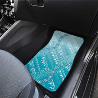 Hawaii Turquoise Kapa Car Mats Vintage 'Ohe Kāpala Motifs Mix Plumeria Leis LT7 - Polynesian Pride