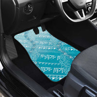 Hawaii Turquoise Kapa Car Mats Vintage 'Ohe Kāpala Motifs Mix Plumeria Leis LT7 - Polynesian Pride