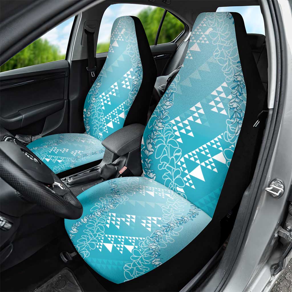 Hawaii Turquoise Kapa Car Seat Cover Vintage 'Ohe Kāpala Motifs Mix Plumeria Leis