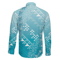 Hawaii Turquoise Kapa Family Matching Mermaid Dress and Hawaiian Shirt Vintage 'Ohe Kāpala Motifs Mix Plumeria Leis