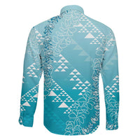 Hawaii Turquoise Kapa Family Matching Summer Maxi Dress and Hawaiian Shirt Vintage 'Ohe Kāpala Motifs Mix Plumeria Leis
