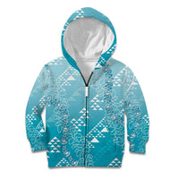 Hawaii Turquoise Kapa Kid Hoodie Vintage 'Ohe Kāpala Motifs Mix Plumeria Leis