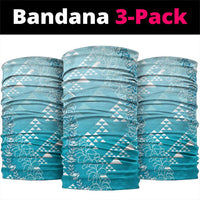 Hawaii Turquoise Kapa Neck Gaiter Vintage 'Ohe Kāpala Motifs Mix Plumeria Leis
