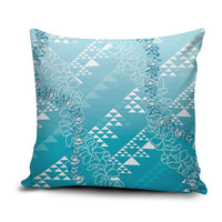 Hawaii Turquoise Kapa Pillow Cover Vintage 'Ohe Kāpala Motifs Mix Plumeria Leis LT7 Turquoise - Polynesian Pride