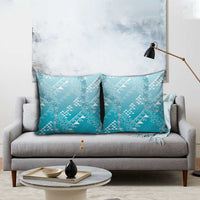 Hawaii Turquoise Kapa Pillow Cover Vintage 'Ohe Kāpala Motifs Mix Plumeria Leis LT7 - Polynesian Pride