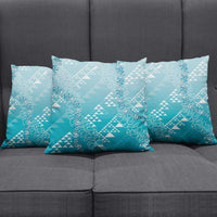 Hawaii Turquoise Kapa Pillow Cover Vintage 'Ohe Kāpala Motifs Mix Plumeria Leis LT7 - Polynesian Pride