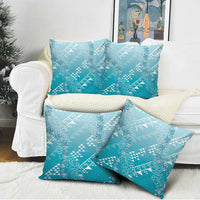 Hawaii Turquoise Kapa Pillow Cover Vintage 'Ohe Kāpala Motifs Mix Plumeria Leis LT7 - Polynesian Pride