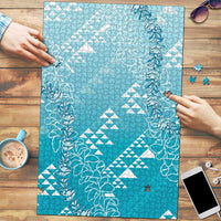Hawaii Turquoise Kapa Puzzle Vintage 'Ohe Kāpala Motifs Mix Plumeria Leis