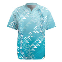 Hawaii Turquoise Kapa Rugby Jersey Vintage 'Ohe Kāpala Motifs Mix Plumeria Leis LT7 Turquoise - Polynesian Pride
