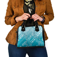 Hawaii Turquoise Kapa Shoulder Handbag Vintage 'Ohe Kāpala Motifs Mix Plumeria Leis