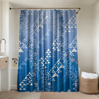 Hawaii Royal Blue Kapa Bathroom Set Vintage 'Ohe Kāpala Motifs Mix Plumeria Leis