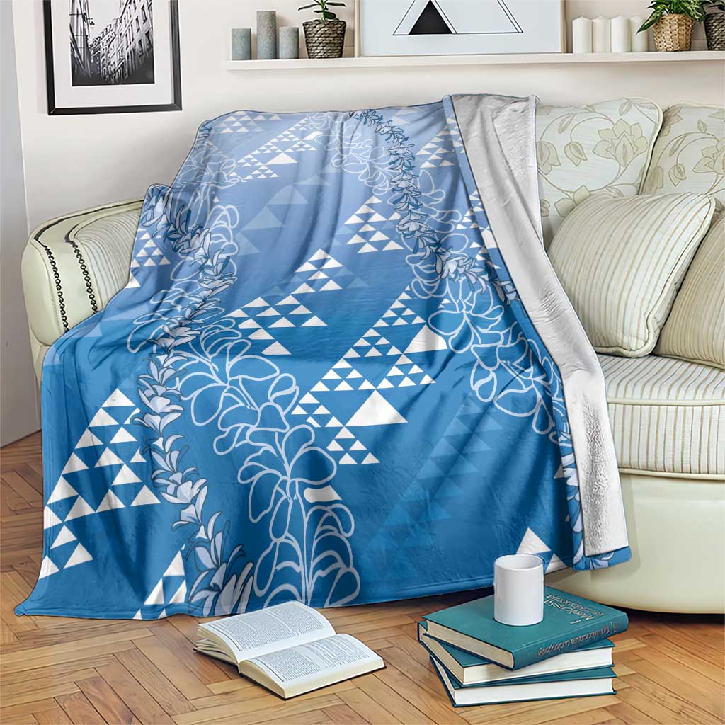 Hawaii Royal Blue Kapa Blanket Vintage 'Ohe Kāpala Motifs Mix Plumeria Leis LT7 Royal Blue - Polynesian Pride