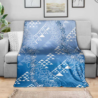 Hawaii Royal Blue Kapa Blanket Vintage 'Ohe Kāpala Motifs Mix Plumeria Leis LT7 - Polynesian Pride