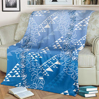 Hawaii Royal Blue Kapa Blanket Vintage 'Ohe Kāpala Motifs Mix Plumeria Leis LT7 - Polynesian Pride