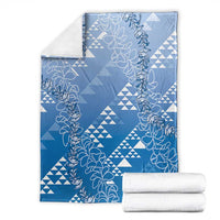 Hawaii Royal Blue Kapa Blanket Vintage 'Ohe Kāpala Motifs Mix Plumeria Leis LT7 - Polynesian Pride