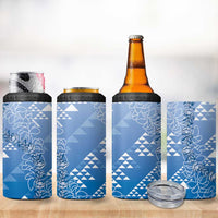 Hawaii Royal Blue Kapa 4 in 1 Can Cooler Tumbler Vintage 'Ohe Kāpala Motifs Mix Plumeria Leis