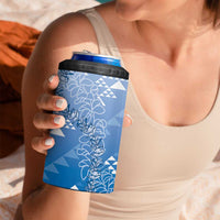 Hawaii Royal Blue Kapa 4 in 1 Can Cooler Tumbler Vintage 'Ohe Kāpala Motifs Mix Plumeria Leis